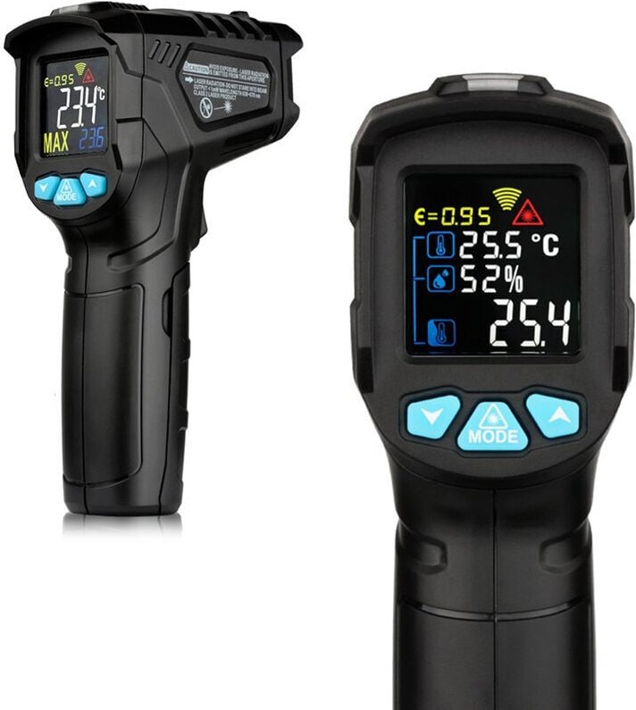 Thumbnail - Hochpräzises tragbares industrielles Infrarot-Thermometer IRO1C -50-550℃ + Umgebungstemperatur und Luftfeuchtigkeit