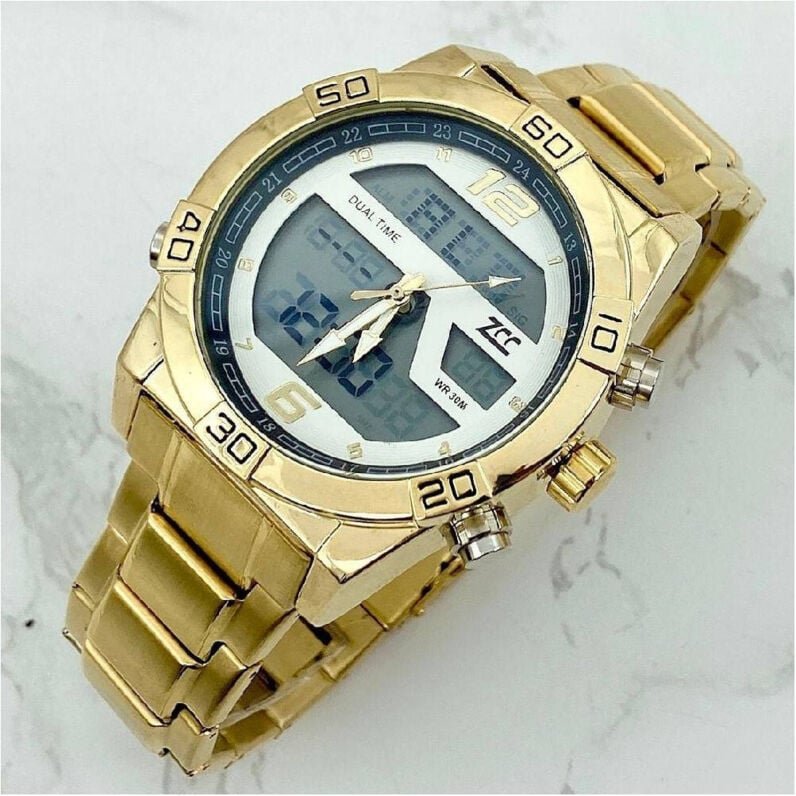 Trade Shop Traesio - Trade Shop - orologio da polso zcc uomo acciaio dual time ergebnisse wasserwissen -