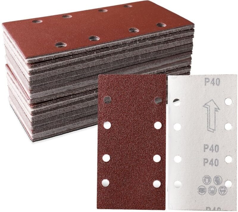 30er-Pack Schleifblätter 93 x 185 mm - 8-Loch-Quadrat-Klettschleifpapier - 40 verschiedene Körnungen - Polieren und Rost...