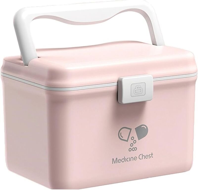 4,8 l Medikamentenbox, tragbar, zweilagig, mit Tragegriff, Medikamentenschrank, Erste-Hilfe-Box, Medikamenten-Aufbewahru...