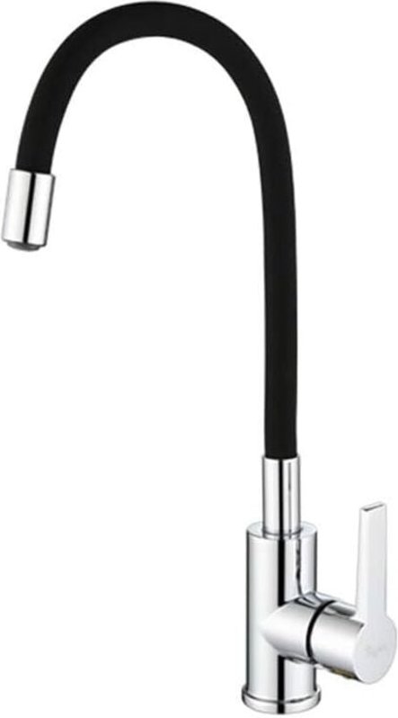KZQ - Silicagel-Küchenarmatur, Kalt- und Warmwassermischer, Einhebelmischer, Düsenmischer aus schwarzem Chrom