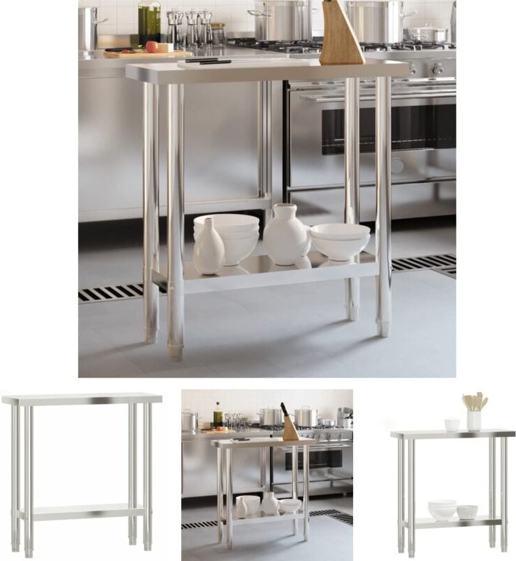 The Living Store Küchen-Arbeitstisch 82,5x30x85 cm Edelstahl - Gastronomie