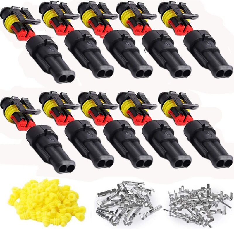 10 Kits 2-poliger wasserdichter elektrischer Auto-Stecker, wasserdichter Auto-Stecker, staubdicht, isoliert und versiege...