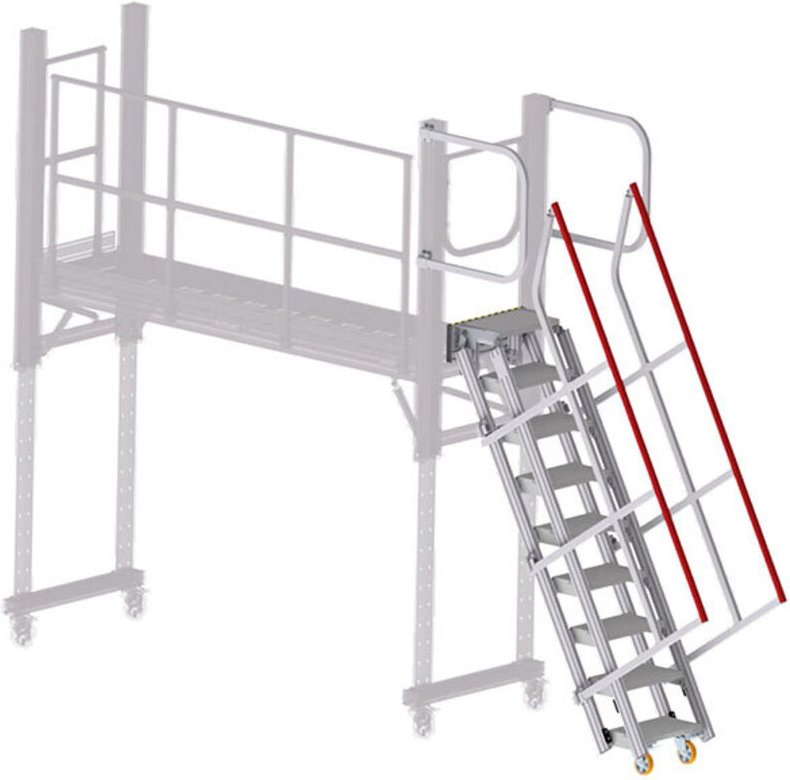 LKW-Zugangsplattform mit Treppe – Zugangshöhe 0,80 bis 2,00 m – Stufenlose Verstellung per Handkurbel - 226002/ESC