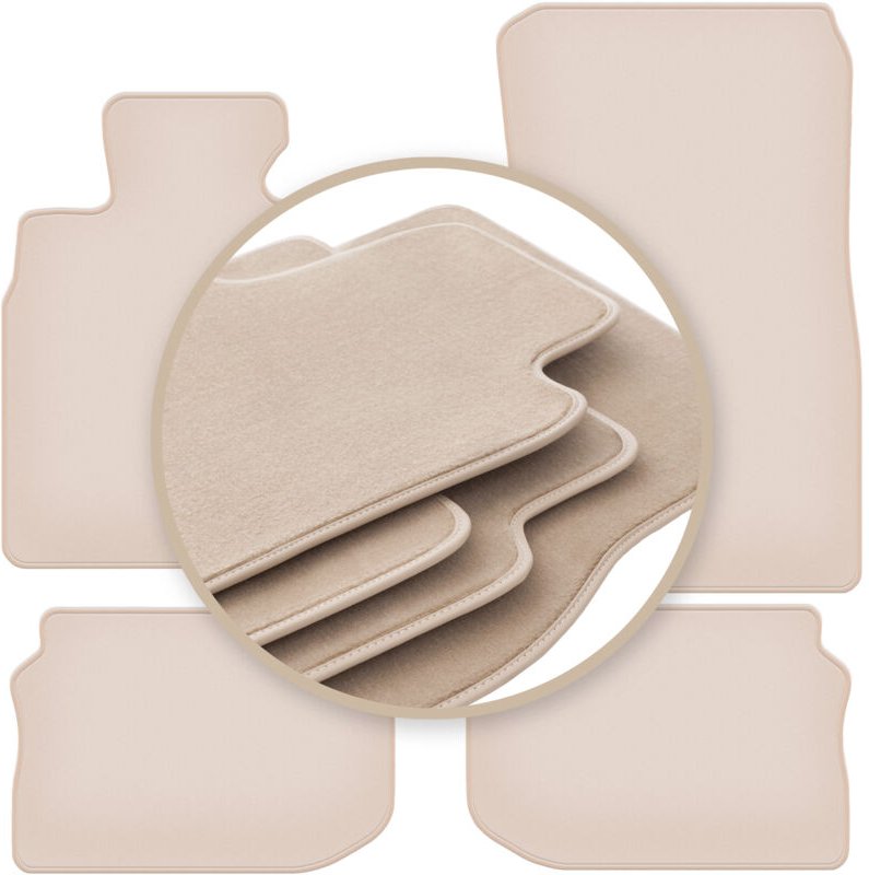 PREMIUM beige Matten für: BMW 5 F10 Limousine (Klettverschluss) 2010-2013