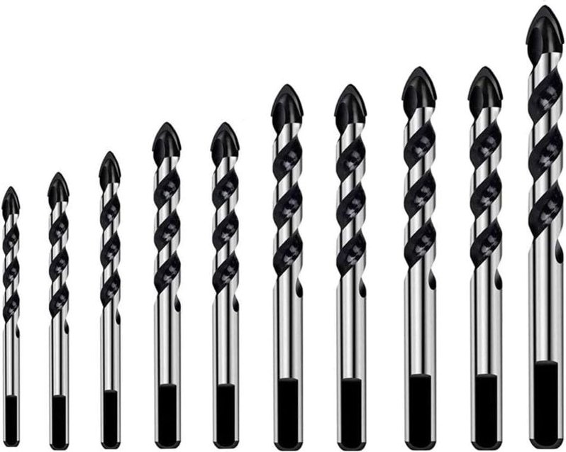 Thumbnail - Dolaso - 10 Stück Steinbohrer, Glasfliesenbohrer, Bohrer aus mehreren Materialien, dreieckig, Porzellan, Metallbohren fü...