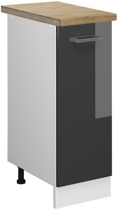 Vicco - Küchenunterschrank R-Line, Anthrazit Hochglanz, 30 cm , ap Eiche