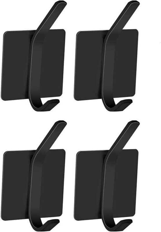 KZQ Edelstahl-Klebehaken, 4er-Pack Badezimmer-Wandhaken ohne Bohren, Küchenhandtuchhaken, selbstklebender Haken, Heimhak...