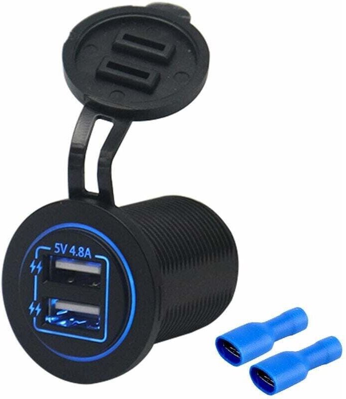 Dual-USB-Ladebuchse, wasserdichte Steckdose, 4,8 A/5 V, LED-Anzeige für 12/24 V Auto, Wohnmobil, Boot, ATV, Motorrad, Ma...