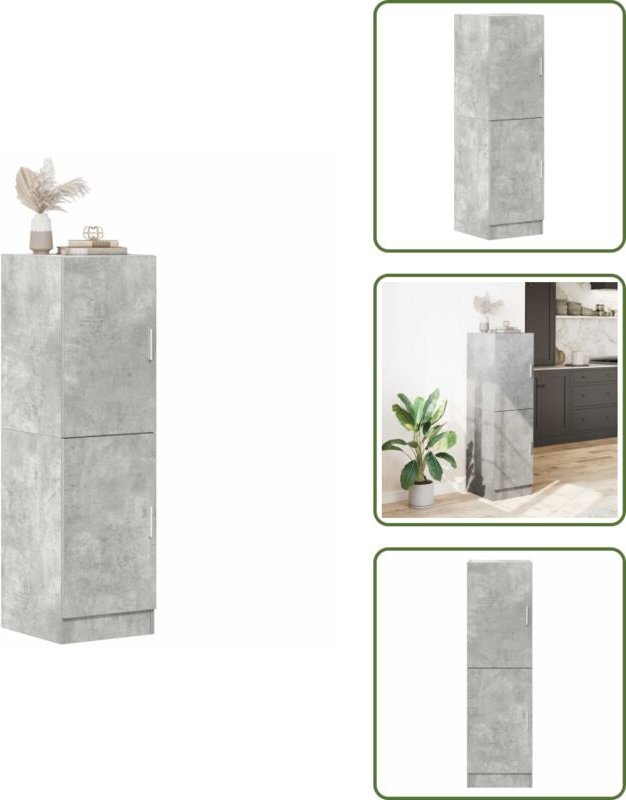 The Living Store - vidaXL Küchenschrank Betongrau 38x41,5x131,5 cm Holzwerkstoff