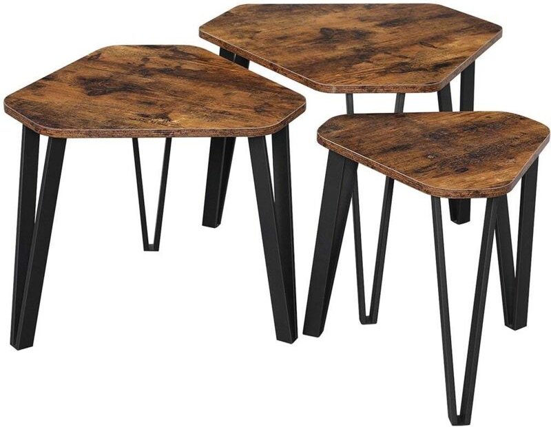 Satztisch 3er set beistelltische furs wohnzimmer stapelbare beistelltische