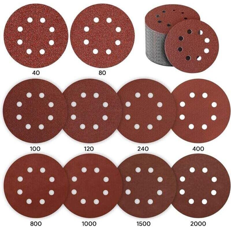 Schleifteller, 80 Stück Schleifscheibe 125mm Schleifpapier Schleifteller für Exzenterschleifer 10 x P40 / P80 / P100 / P...