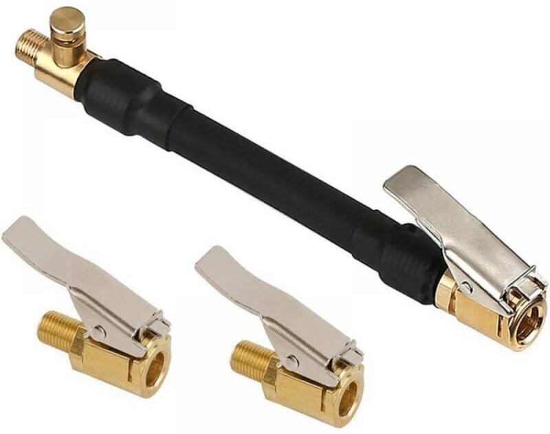 Autoreifenventiladapter, Reifenfüllpumpenschlauch mit 2 Messing-Fülldüsen, Füllventilanschluss für Auto, Fahrrad, Motorr...