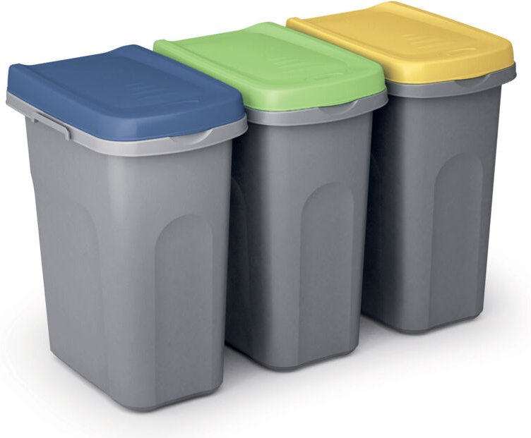 Thumbnail - 3x Mülleimer Küche 25L mit Deckel Set Geruchsdicht Müllbeutelhalterung Kunststoff Abfalleimer 39x24cm Bad Papierkorb Bür...