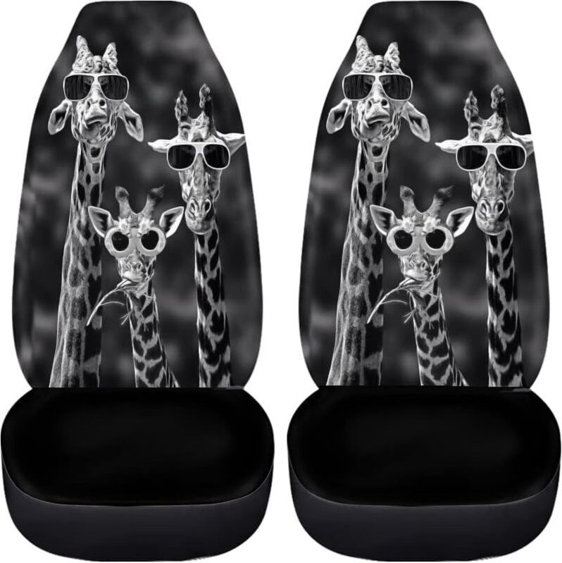 Giraffen-Autositzbezüge, 2er-Set, für Vordersitze von Autos, LKWs, Limousinen, Anti-Schmutz-Kissenbezüge für Haustiere f...