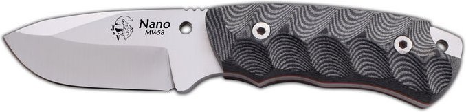 Bushcraft nano 2.0 J&V Messer in voller Länge mit mango Black Micarta, 7,5 cm Klinge und schwarzem Lederbeutel, Campingg...