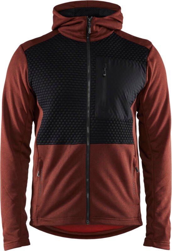 Arbeitskapuzenpullover mit Reißverschluss 3540 - Ziegelrot/Schwarz XXL