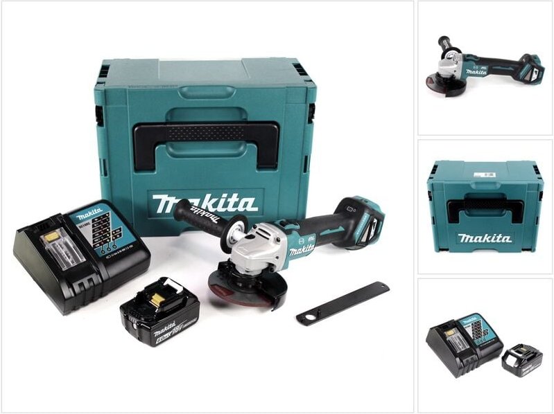 Makita DGA 513 RG1J Akku Winkelschleifer 18V 125mm Brushless + 1x Akku 6,0Ah + Ladegerät + Makpac