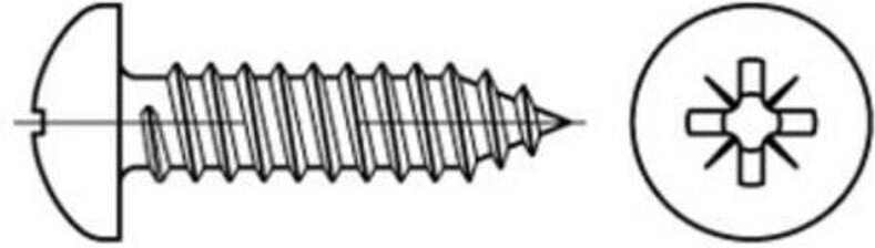 ISO 7049 Form CZ Linsenkopf-Blechschraube VG 3,9x6,5 Stahl galvanisch verzinkt PZ 2000 Stk