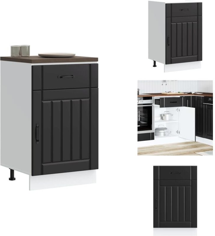 Küchen-Unterschrank Lucca Schwarz Holzwerkstoff - Küchenunterschrank - Küchenunterschränke - Spülenunterschrank - Unters...