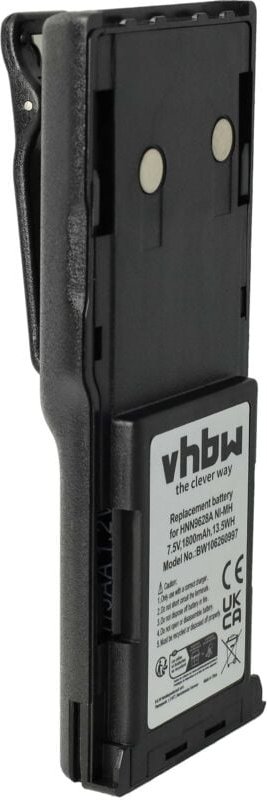 Vhbw - 1x Akku Ersatz für Motorola HNN9808B, PMNN4005, WPNN4040 für Funkgerät, Walkie Talkie (1800 mAh, 7,5 v, NiMH) + G...