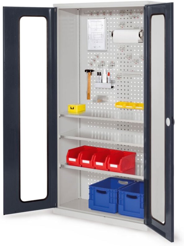 Kappes ®RasterPlan Werkzeugschrank 1950x1000m Modell 6 Tiefe 410mm Sichtfenstertüren anthrazitgrau