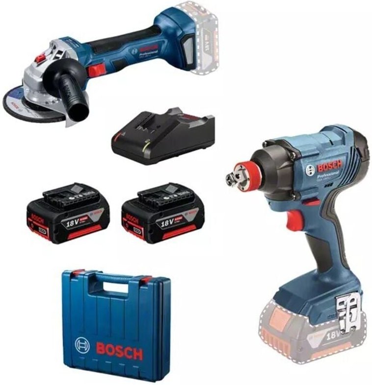 Bosch - Werkzeug - 18V Akku Schlagschrauber- und Winkelschleifer-Set, 2x Akku 4,0 Ah Li-Ion, Ladegerät 0615990N1U