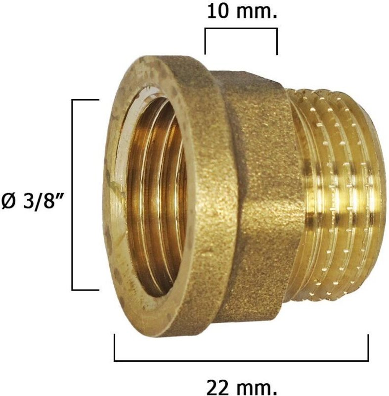 Polierte sechseckige Verlängerung 3/8x10