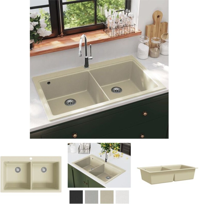 The Living Store - Granitspüle Doppelbecken Beige - Küchenspülen & Spülbecken - Beige