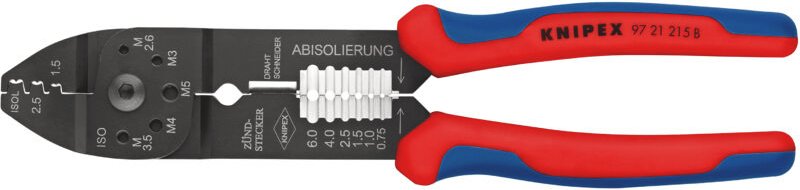 97 21 215 b sb Crimpzange mit Mehrkomponenten-Hüllen schwarz lackiert 230 mm (SB-Karte/Blister)