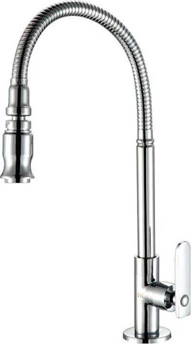 Küchen- und Gartenarmatur aus Edelstahl mit 360-Grad-Schwenkauslauf und ausziehbarer Brause, für Spüle, Waschküche, nur ...