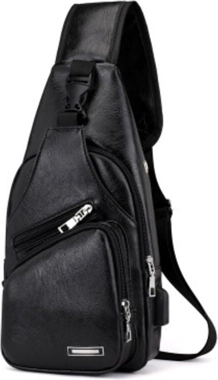 Thumbnail - Shining House - Herren-Leder-Brusttasche, wasserdichte Retro-PU-Leder-Herren-Umhängetasche mit USB-Anschlüssen, PU-Leder...