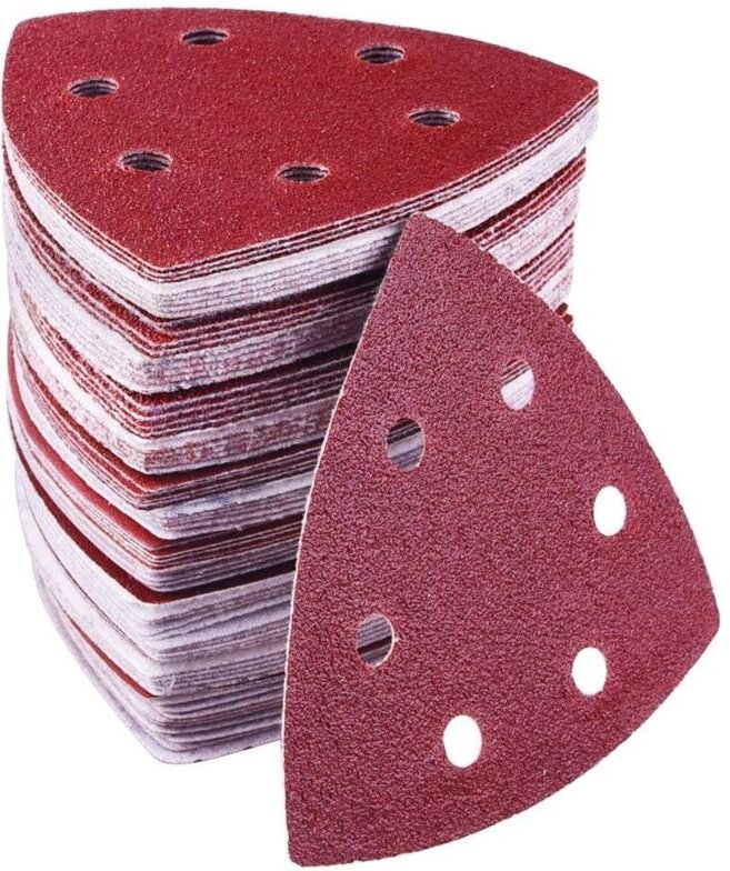 Packung mit 72 Delta-Schleifdreiecken – 6 Löcher – 90 x 90 x 90 mm – Körnung 40/60/80/120/180/240 – Schleifdreieck zum S...