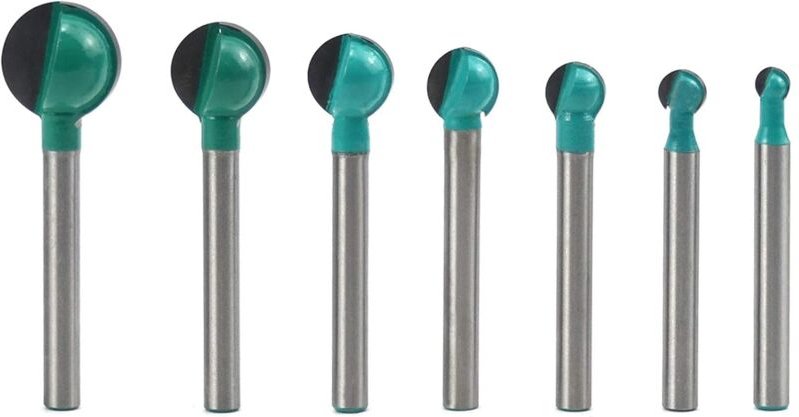 Holz-Fräser mit rundem Boden, 7 Stück, 6 mm Schaft, 6/8/10/12/14/16/19 mm, Fräser-Kernkasten-Bits, Schlitzfräser für Obe...