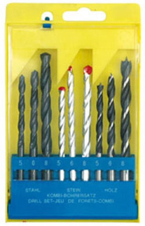 Mercatools - Set mit 9 Bohrern, 3 x hss + 3 x Widia + 3 x Holz, MT-10419 Import