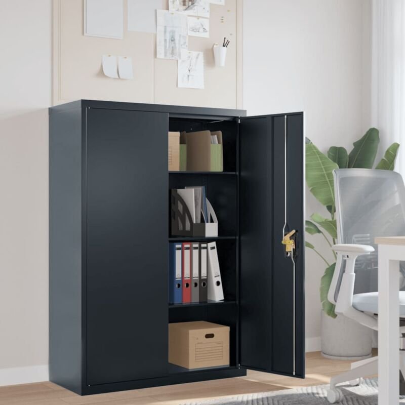 Aktenschrank Anthrazit 90x40x140 cm Stahl - Vidaxl