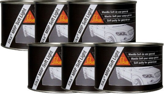 Set aus 6 Füll- und Endspachteln - SIKA MRP Soft Light - Hellgelb - 1,68kg