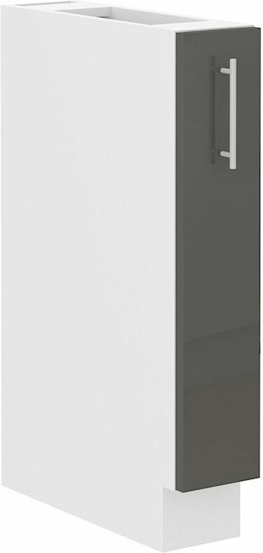 Küchen Preisbombe - Küche Lara Grau Hochglanz Unterschrank 15 cm Schrankauszug Küchenschrank Küche