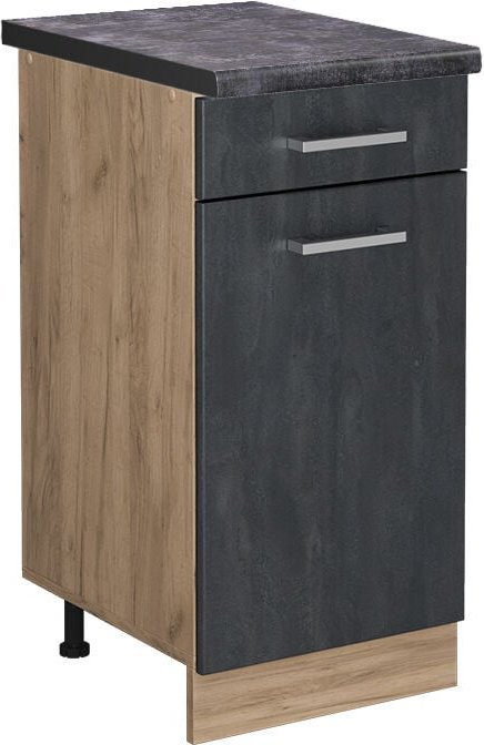 Vicco - Küchenunterschrank R-Line, Schwarz Beton, 40 cm ap Anthrazit