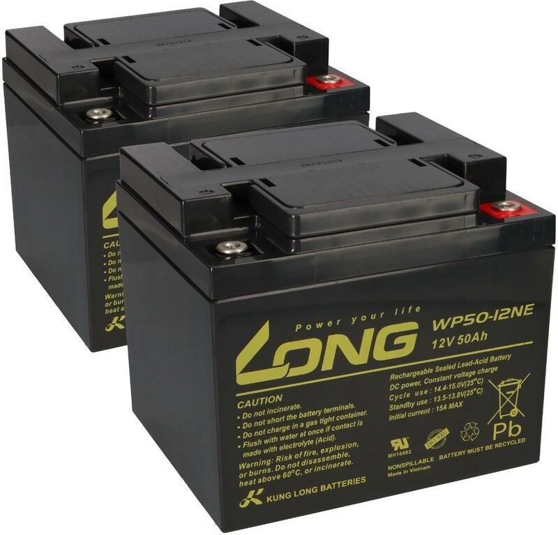 Ersatzakku Casamobil CM5-4 2x Kung Long 12V 50Ah Blei Akku Zyklenfest agm vrla