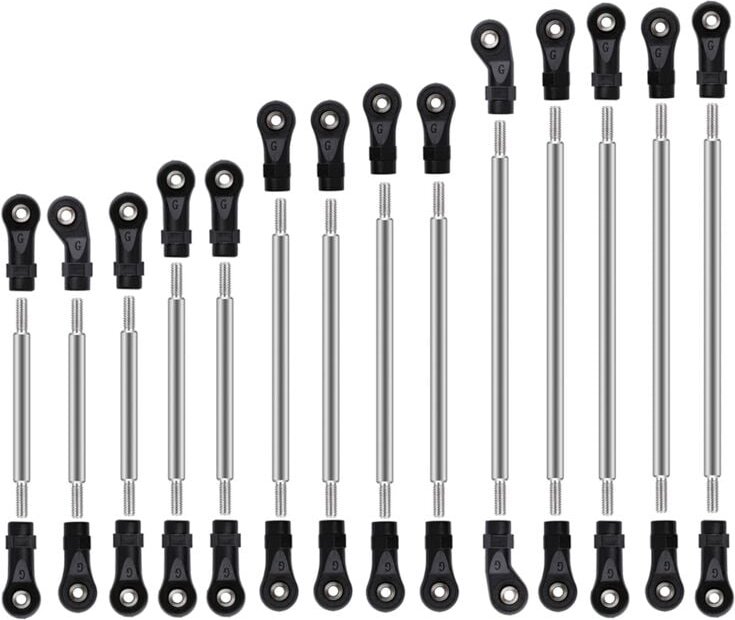 Tlily - 14 StüCk Rostfreier Stahl Links GestäNge Zugstange Unmontiert Kit für 1/10 rc Crawler Auto TRX6 Upgrade Teile