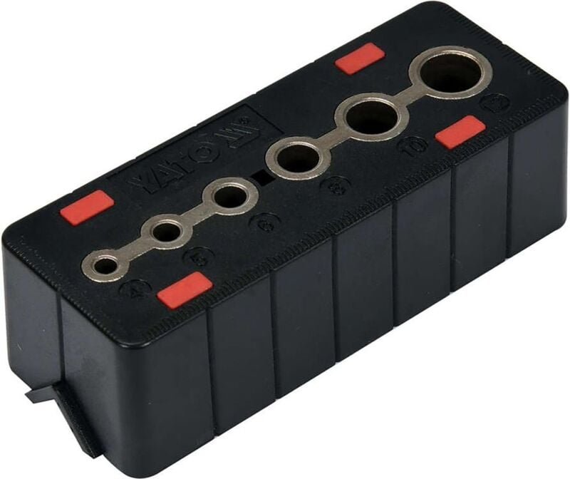 Thumbnail - Präzisions Bohrschablone Bohrlehre Bohrhilfe DrillBlock - Rechtwinklige mit 6 Buchsengrößen Ø 4–12 mm