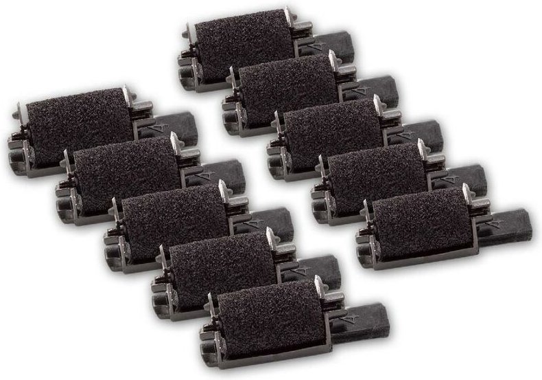 10x Farbrolle, Farbwalze Schwarz kompatibel mit Triumph-Adler 4212 pd Nova, 7600 pd Taschenrechner, Registrierkasse - Vh...