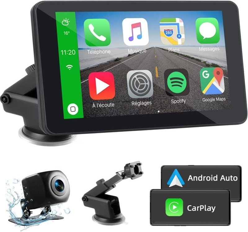 Carplay-Auto für kabelloses Carplay und Android Auto, tragbarer 7-Zoll-Carplay-Bildschirm, Drive Buddy Carplay mit Rückf...