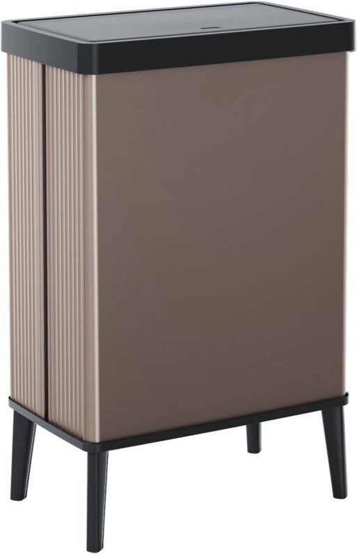 Mülleimer Scillato, Abfalleimer, Behälter zur getrennten Abfallsammlung, Müllschrank, 44x27 h69 cm, Braun - Dmora