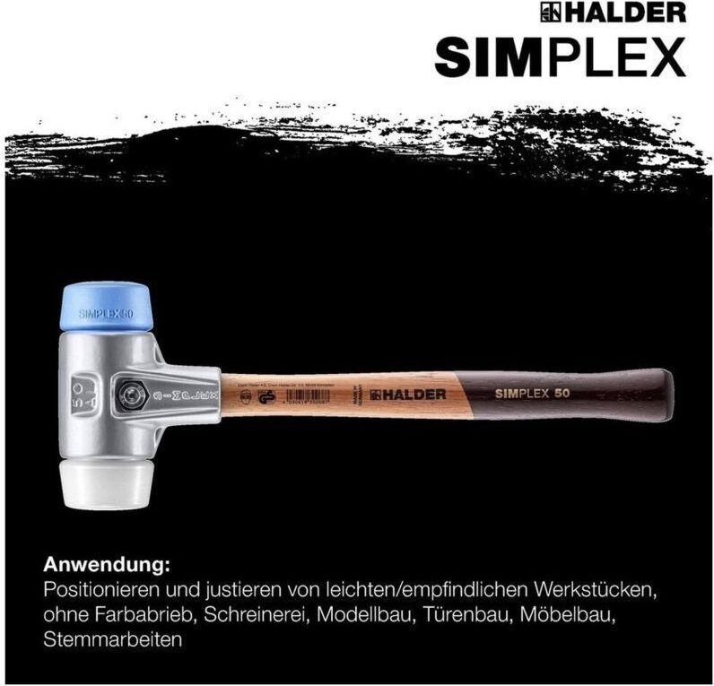 Thumbnail - SIMPLEX-Schonhammer, TPE-soft / Superplastik mit Aluminiumgehäuse und hochwertigem Holzstiel D=60 mm 3117.060