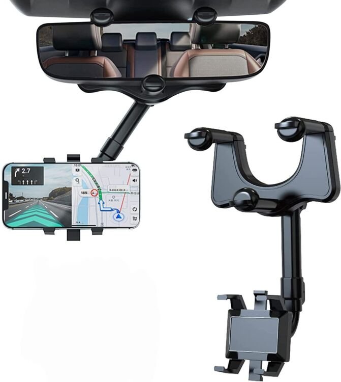 GABRIELLE Autotelefonhalterung für Rückspiegel, 360° drehbare und einziehbare Autotelefonhalterung für alle Smartphones