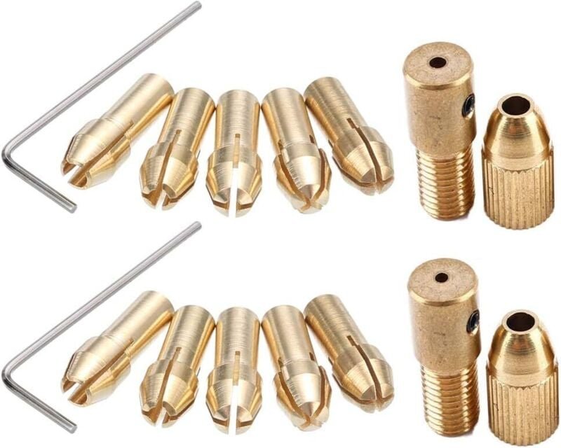 14-teiliges Mini-Spannzangenfutter für Mini-Bohrmaschinen, Spannzangen-Bohrfutter, Messing-Set, Spannfutter für 0,5–3 mm...