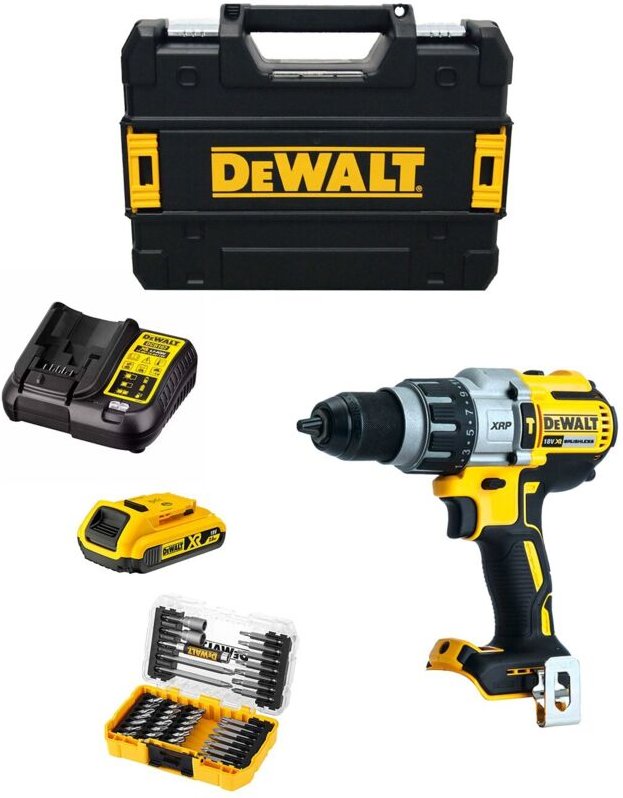 Schlagbohrschrauber DeWALT DCD996D1T (1 x 2,0 Ah + DCB107 + TSTAK II) + Set mit 40 Schrauber bits