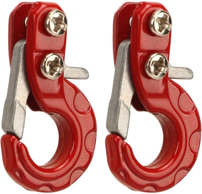 RC-Windenhaken, RC-Anhängerkette, feine Verarbeitung, 2-teilig, leicht, für 1/10 RC-Auto (rot)